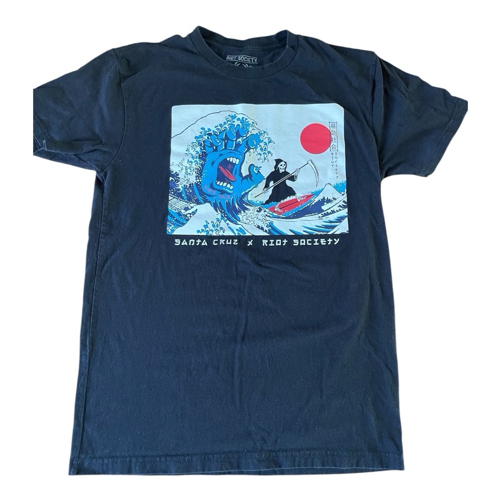 Riot Society Santa Cruz T‎ Shirt Men's Small Black Short Sleeve Graphic Tee